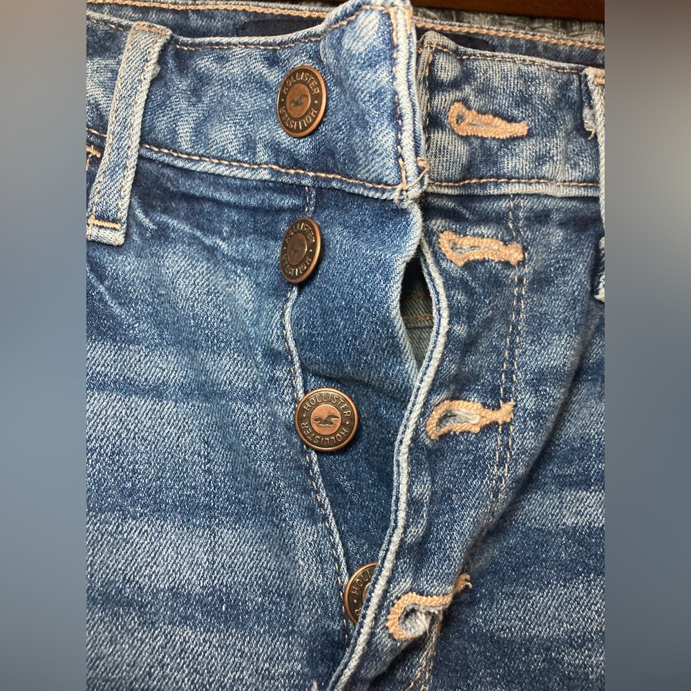 Women's Blue Distressed Mom Jeans - Picture 5 of 16